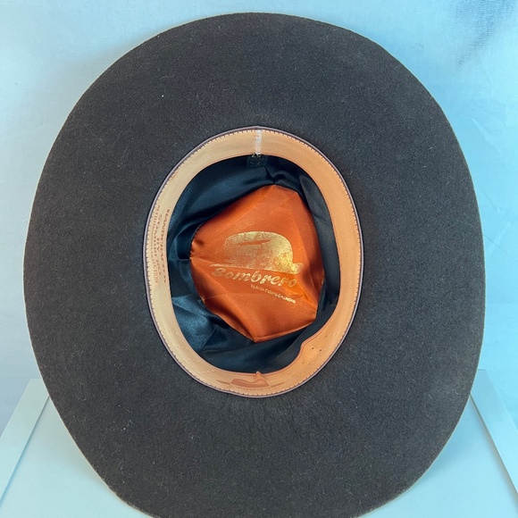 Handmade Wool/Felt Cowboy/Sombrero Hat- Brown/Red Studded Ribbon - Size 57/7 1/8 - Picture 11 of 14